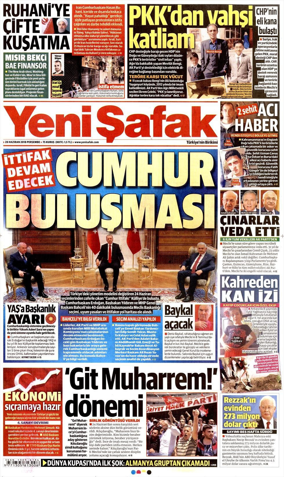 Yeni Şafak Gazetesi 28 Haziran 2018 Anasayfası Haber3