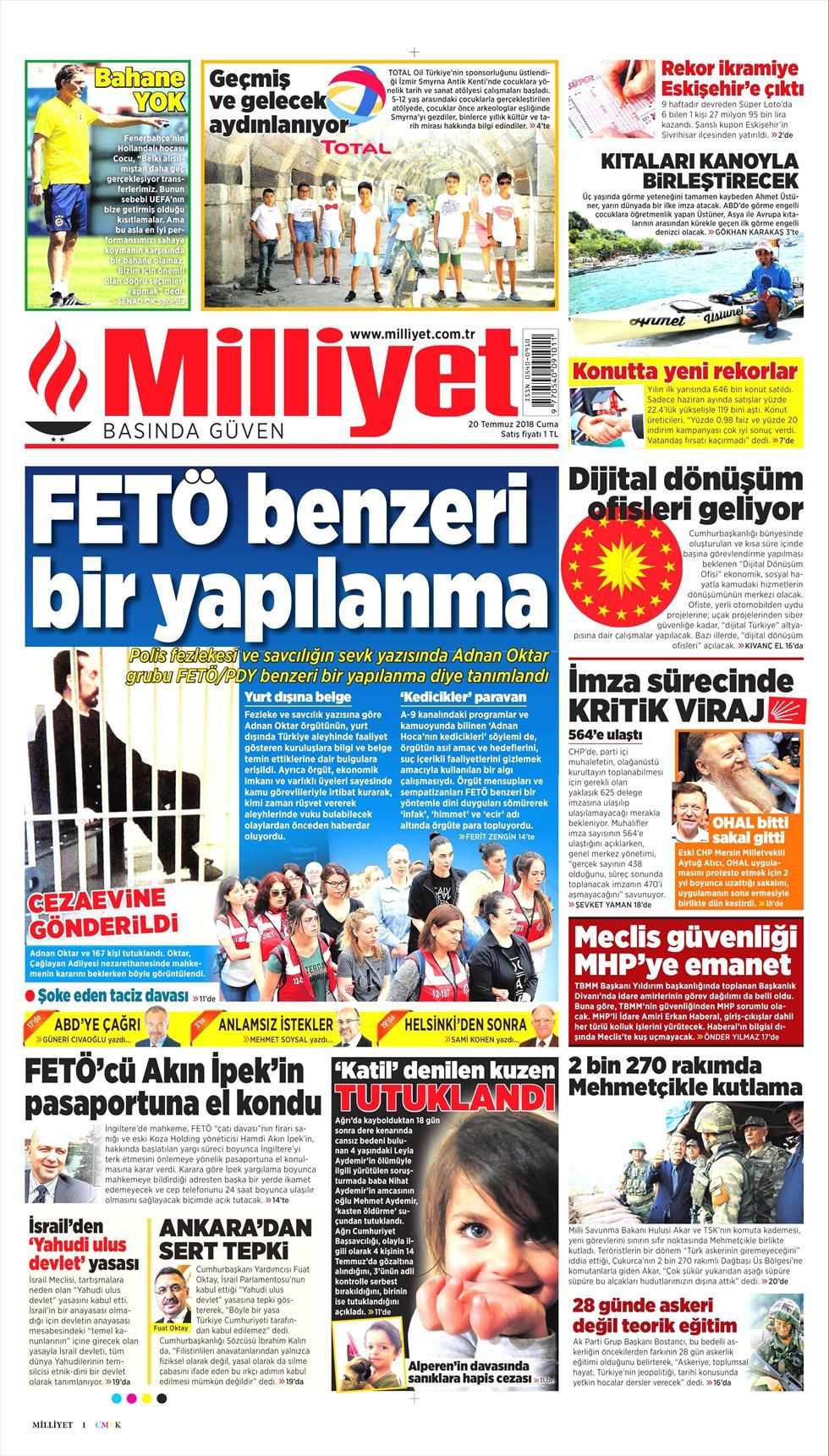 Milliyet Gazetesi 20 Temmuz 2018 Anasayfası - Haber3