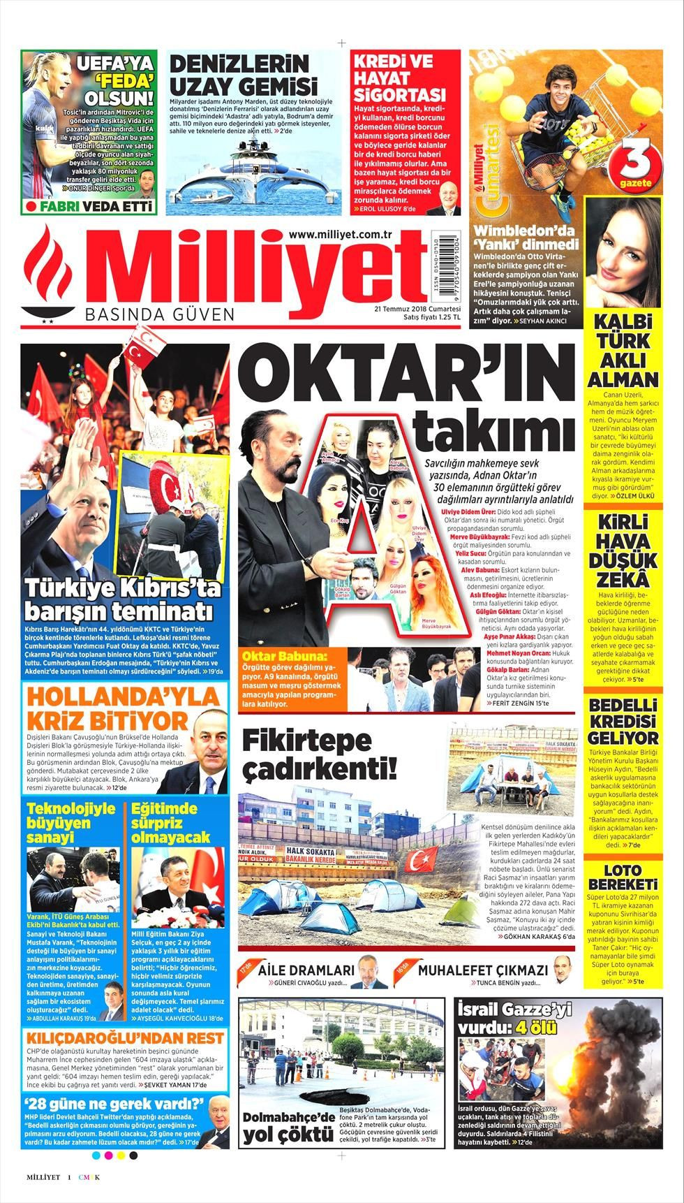 Milliyet Gazetesi 21 Temmuz 2018 Anasayfası - Haber3