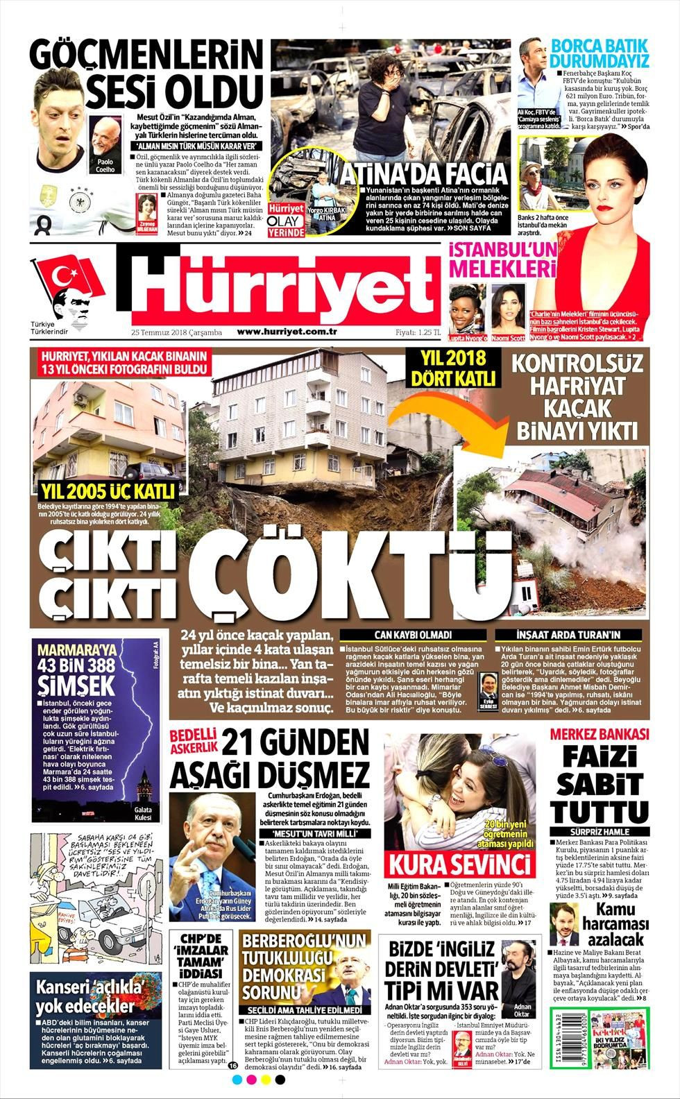 Hürriyet Gazetesi 25 Temmuz 2018 Anasayfası - Haber3