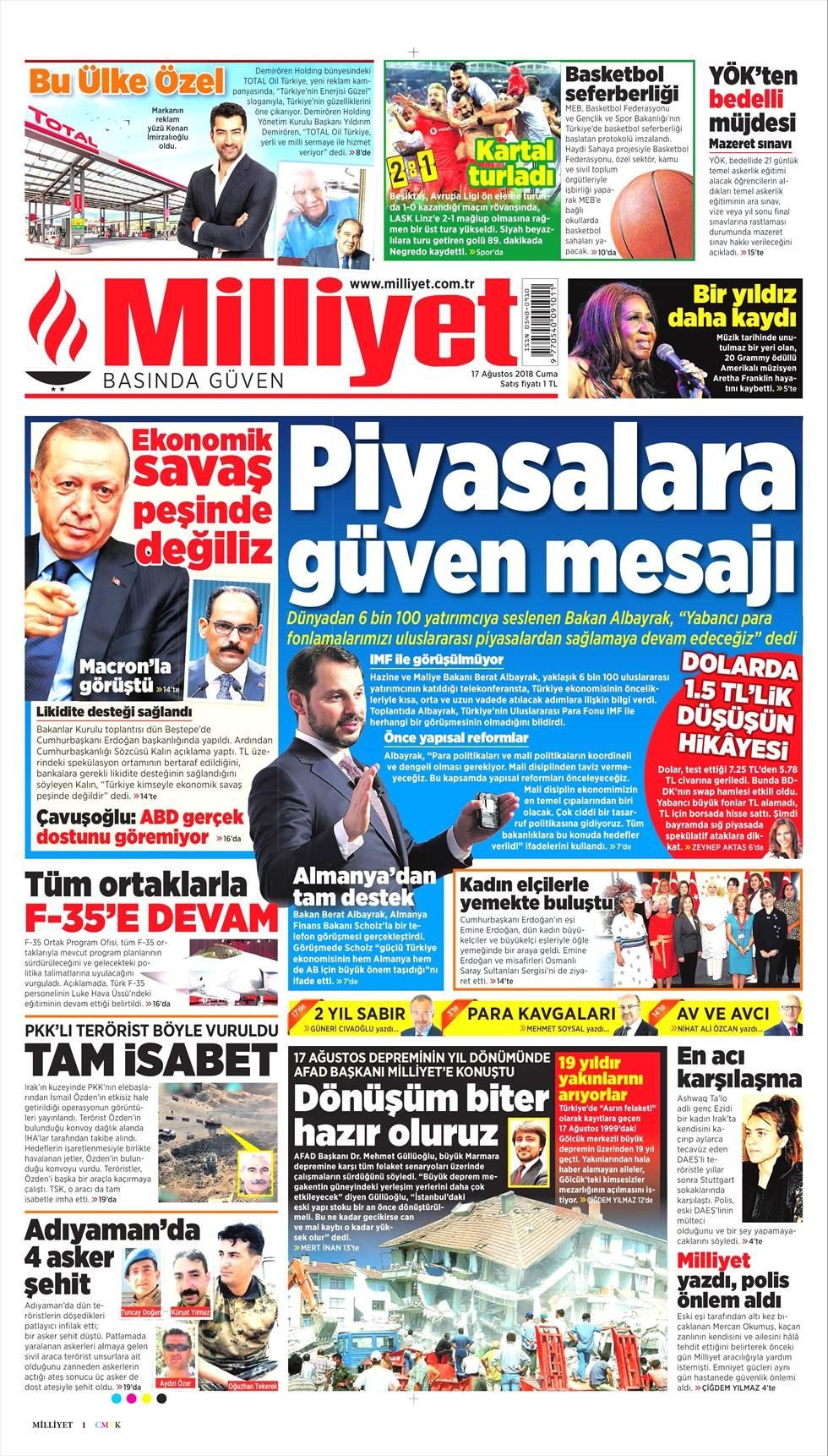 Milliyet Gazetesi 17 Ağustos 2018 Anasayfası - Haber3