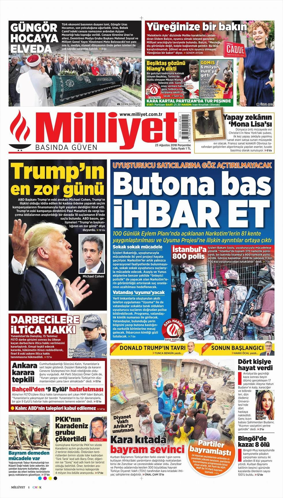 Milliyet Gazetesi 23 Ağustos 2018 Anasayfası - Haber3