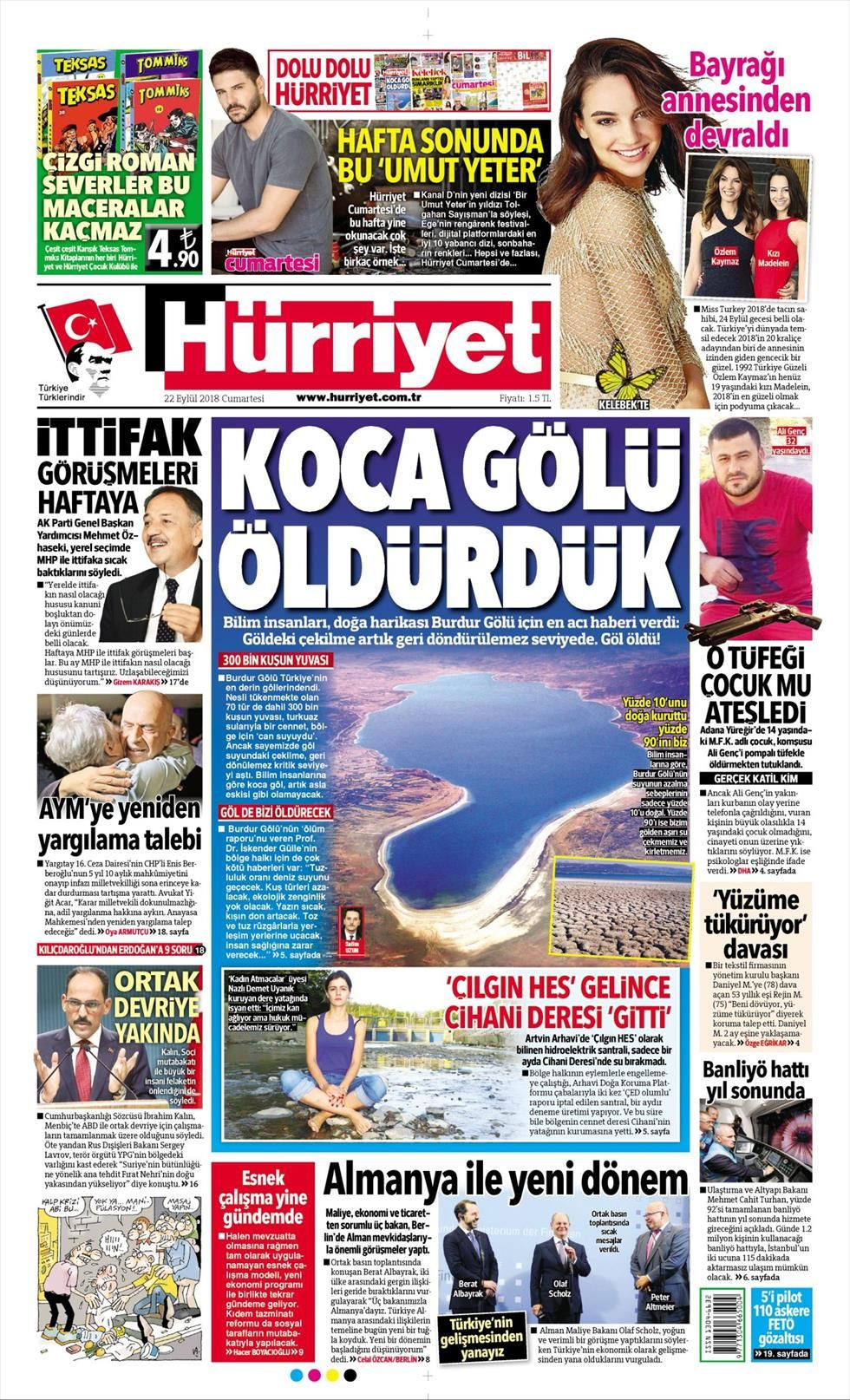 Hürriyet Gazetesi 22 Eylül 2018 Anasayfası Haber3