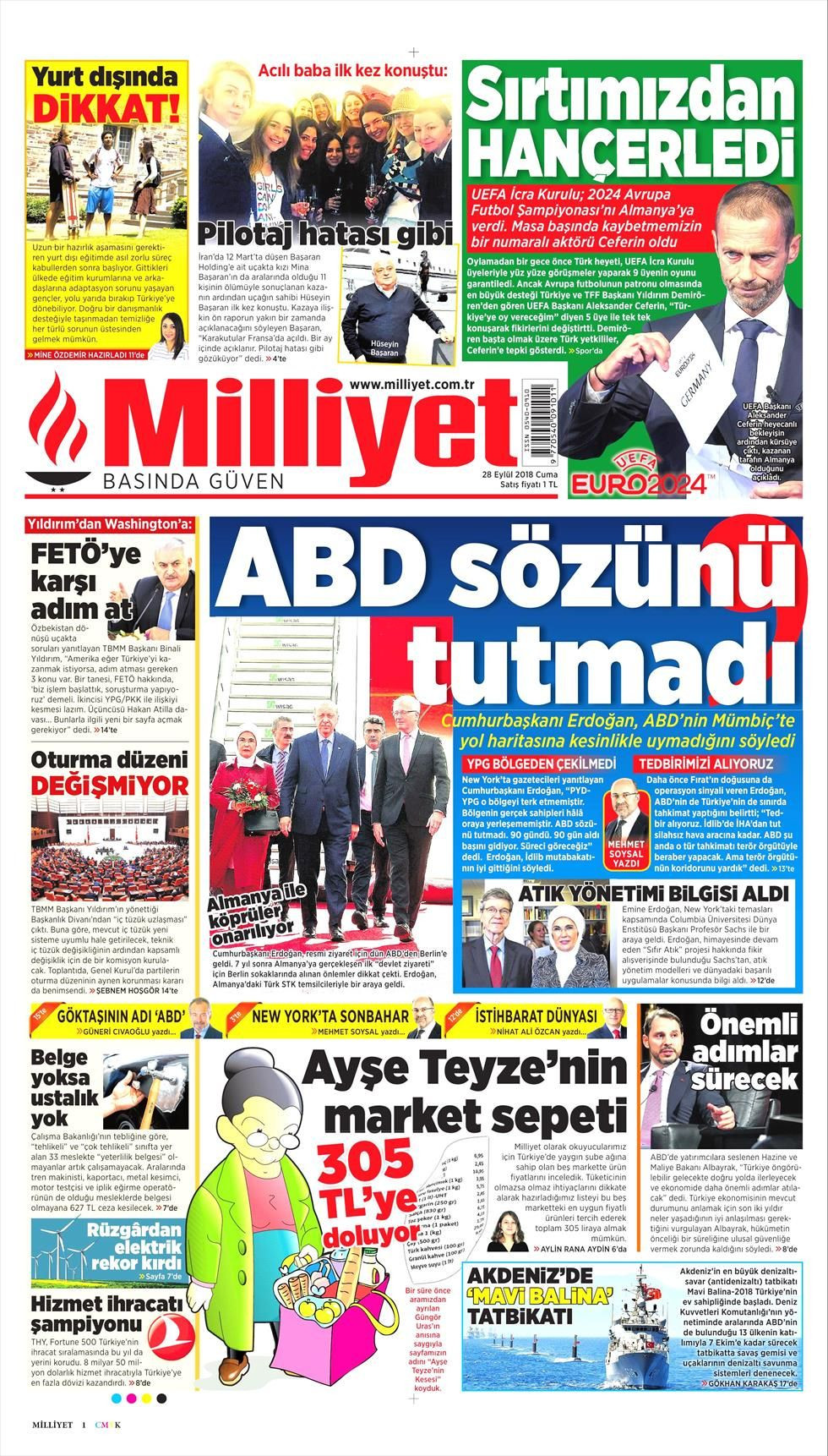 Milliyet Gazetesi 28 Eylül 2018 Anasayfası - Haber3