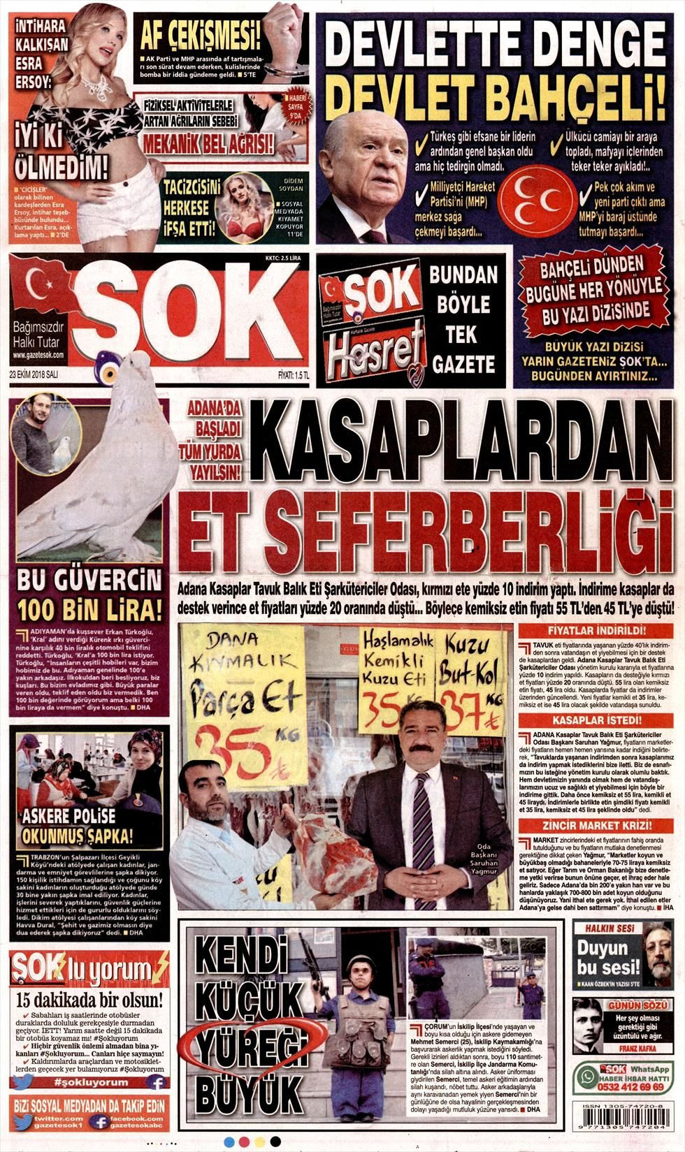 Şok Gazetesi 23 Ekim 2018 Anasayfası - Haber3