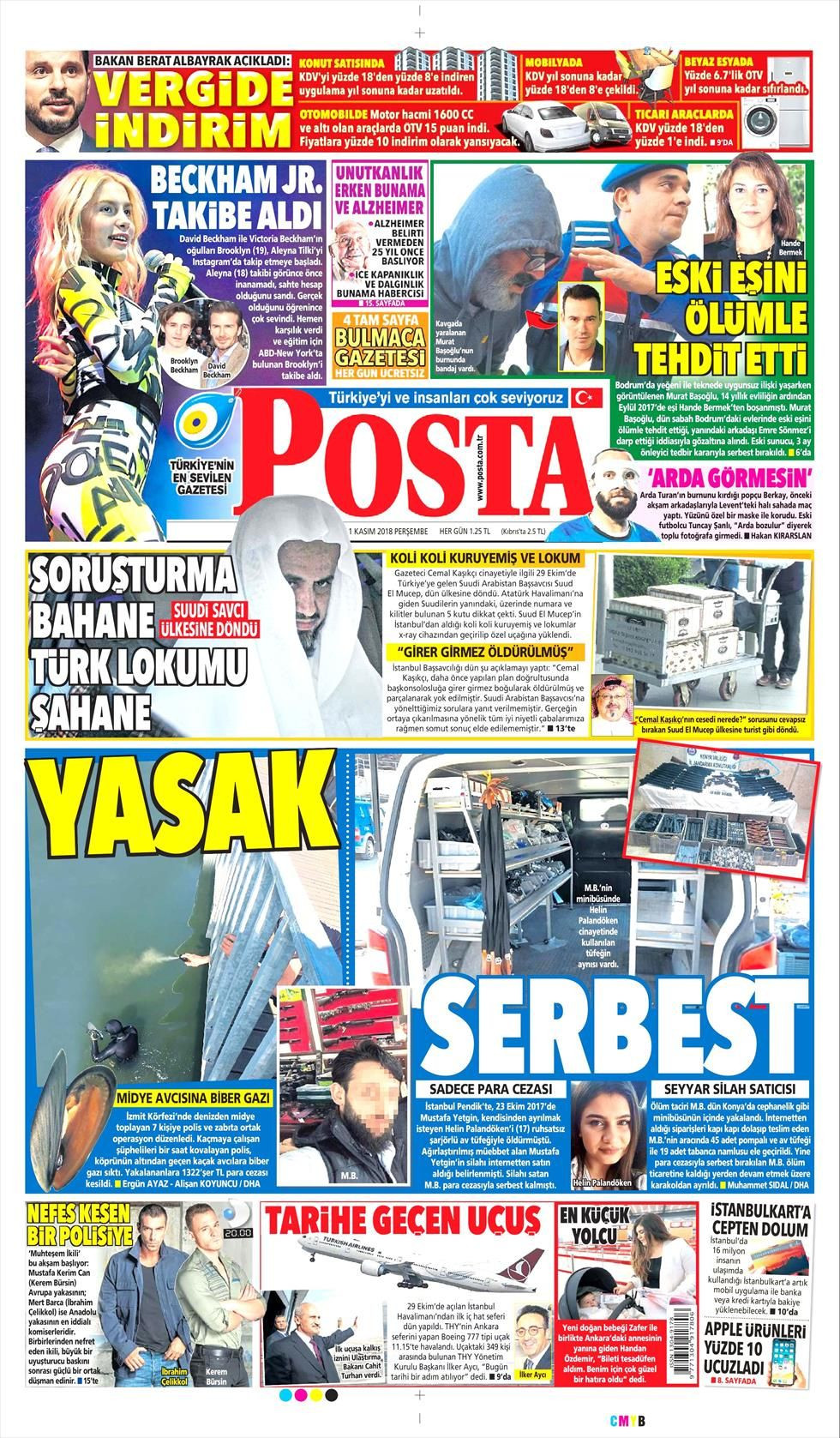Posta Gazetesi 01 Kasım 2018 Anasayfası Haber3