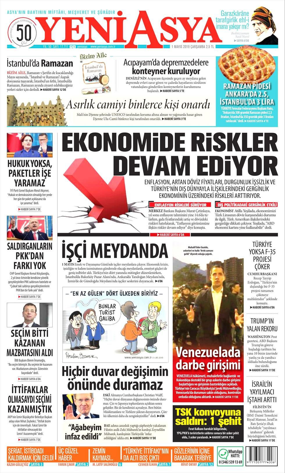 Yeni Asya Gazetesi 01 Mayis 2019 Anasayfasi Haber3