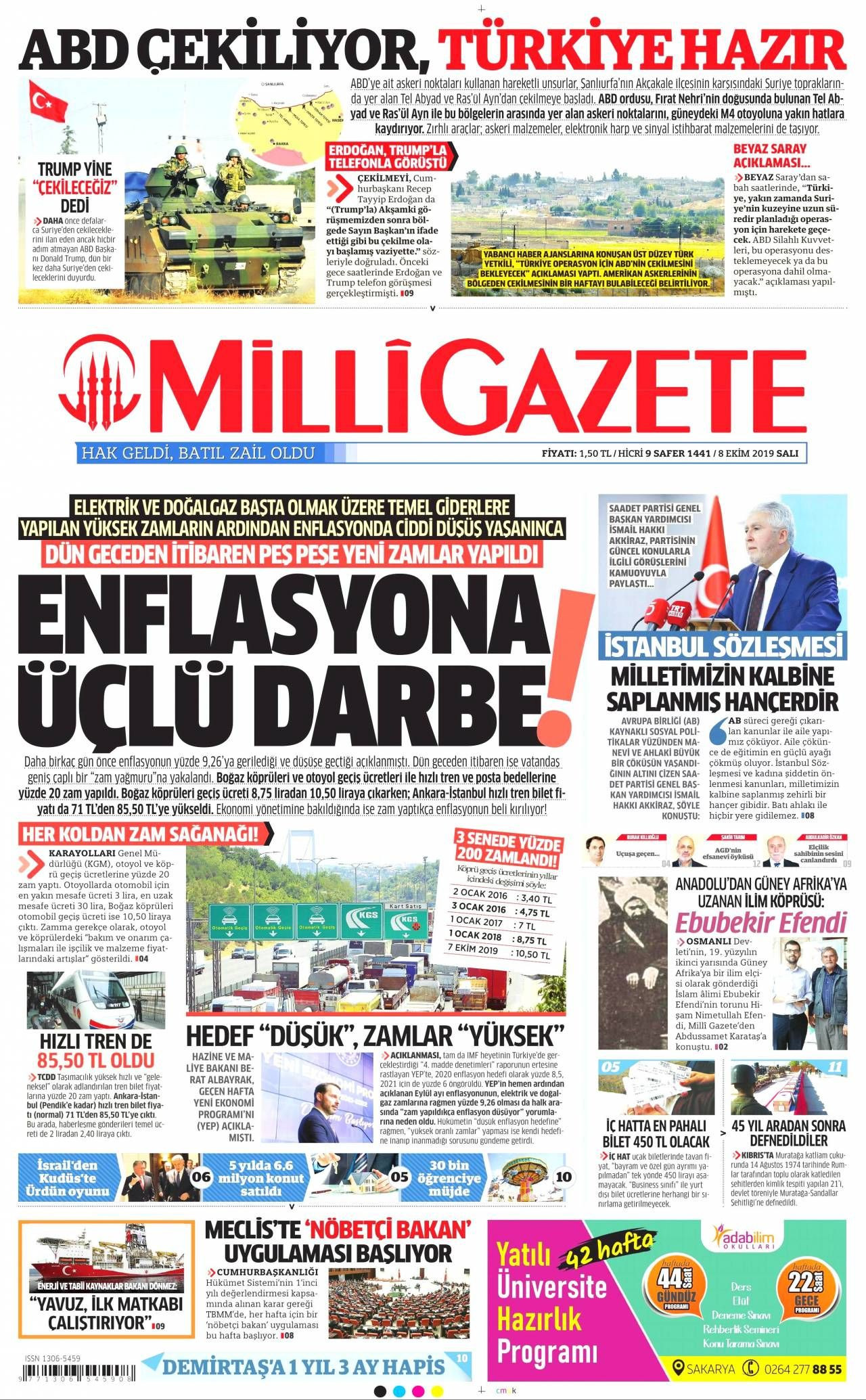 Milli Gazete Gazetesi 08 Ekim 2019 Anasayfasi Haber3