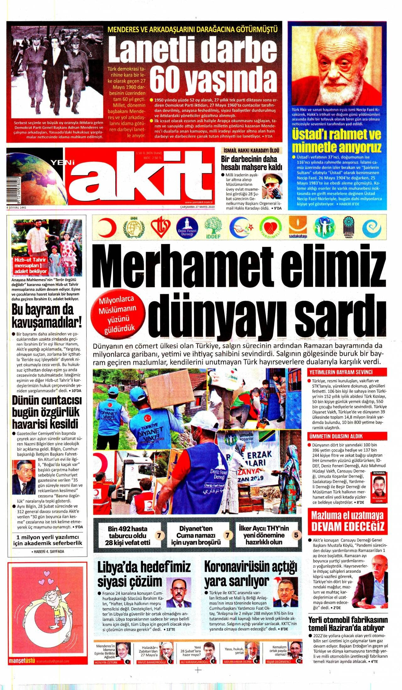 Yeni Akit Gazetesi 27 Mayıs 2020 Anasayfası - Haber3