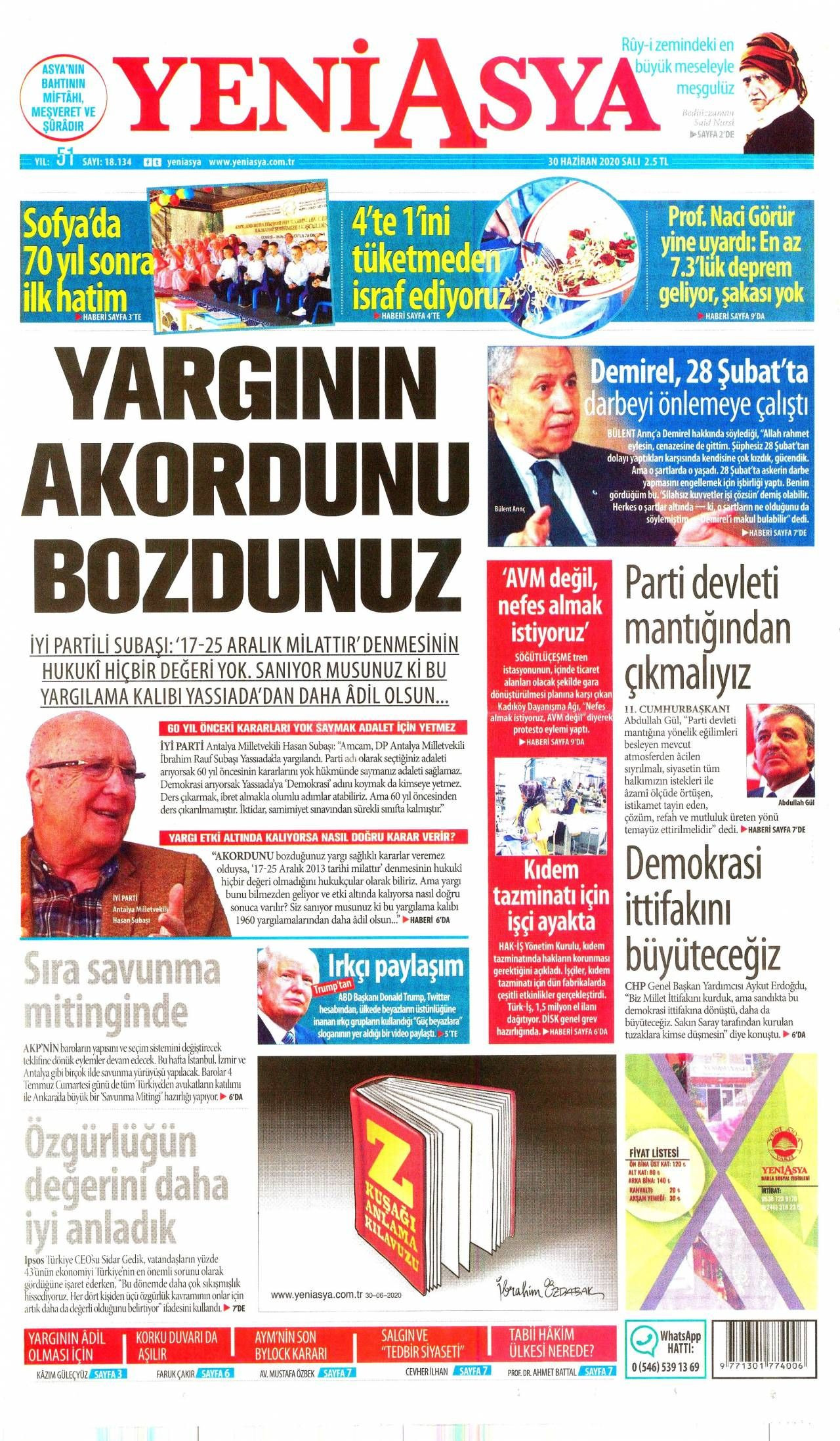 Yeni Asya Gazetesi 30 Haziran 2020 Anasayfasi Haber3