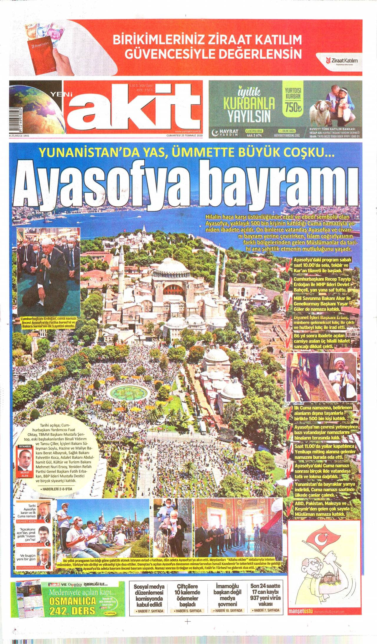 Yeni Akit Gazetesi 25 Temmuz 2020 Anasayfasi Haber3