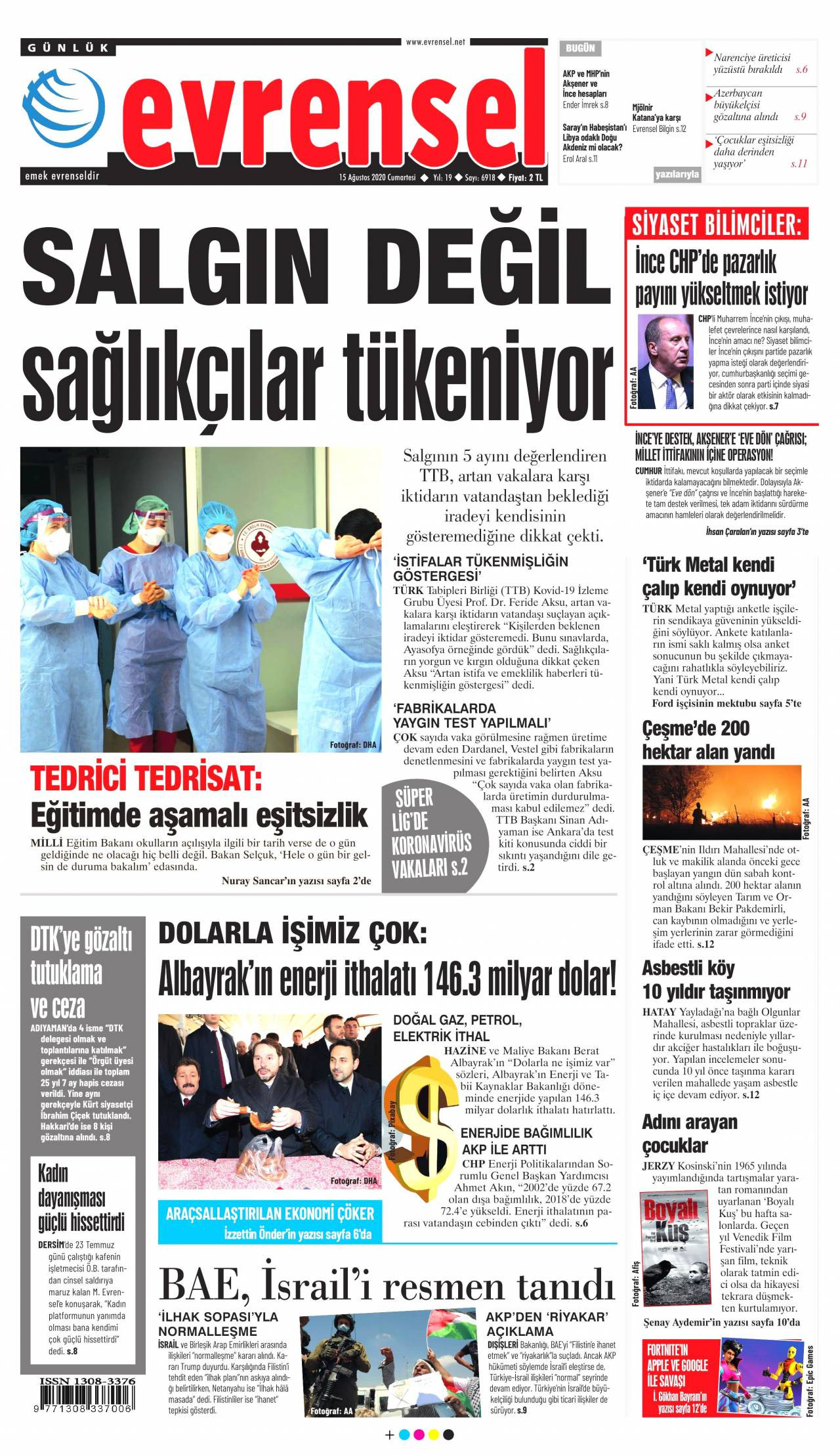 Evrensel Gazetesi 15 Agustos 2020 Anasayfasi Haber3
