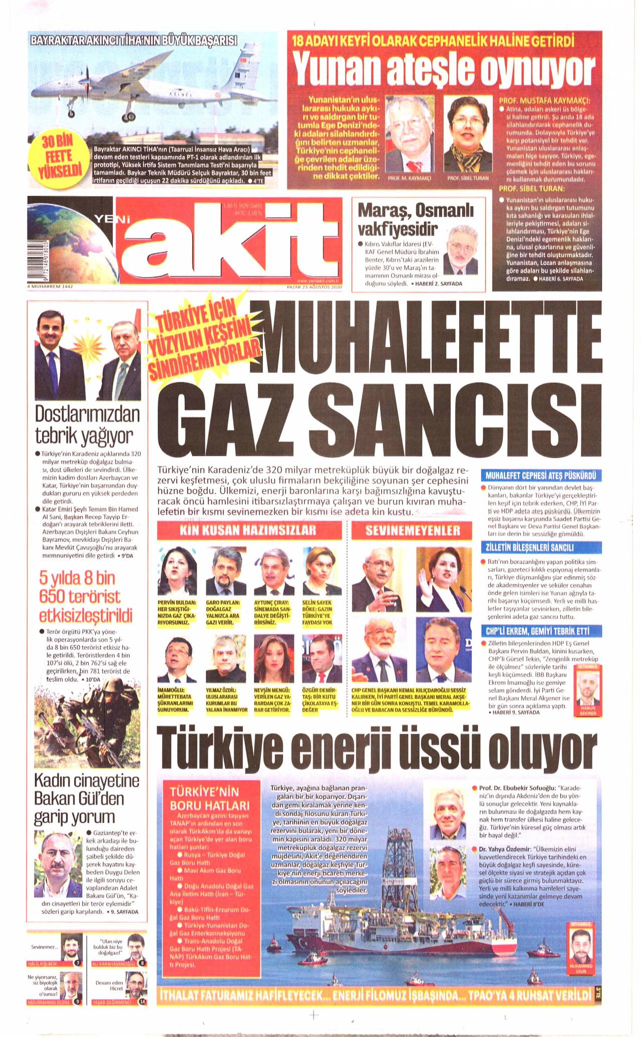 Yeni Akit Gazetesi 23 Ağustos 2020 Anasayfası - Haber3