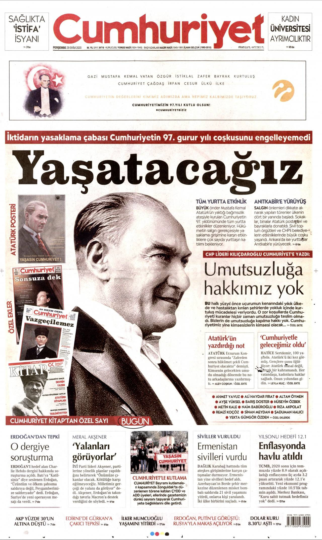 Cumhuriyet Gazetesi 29 Ekim 2020 Anasayfası - Haber3