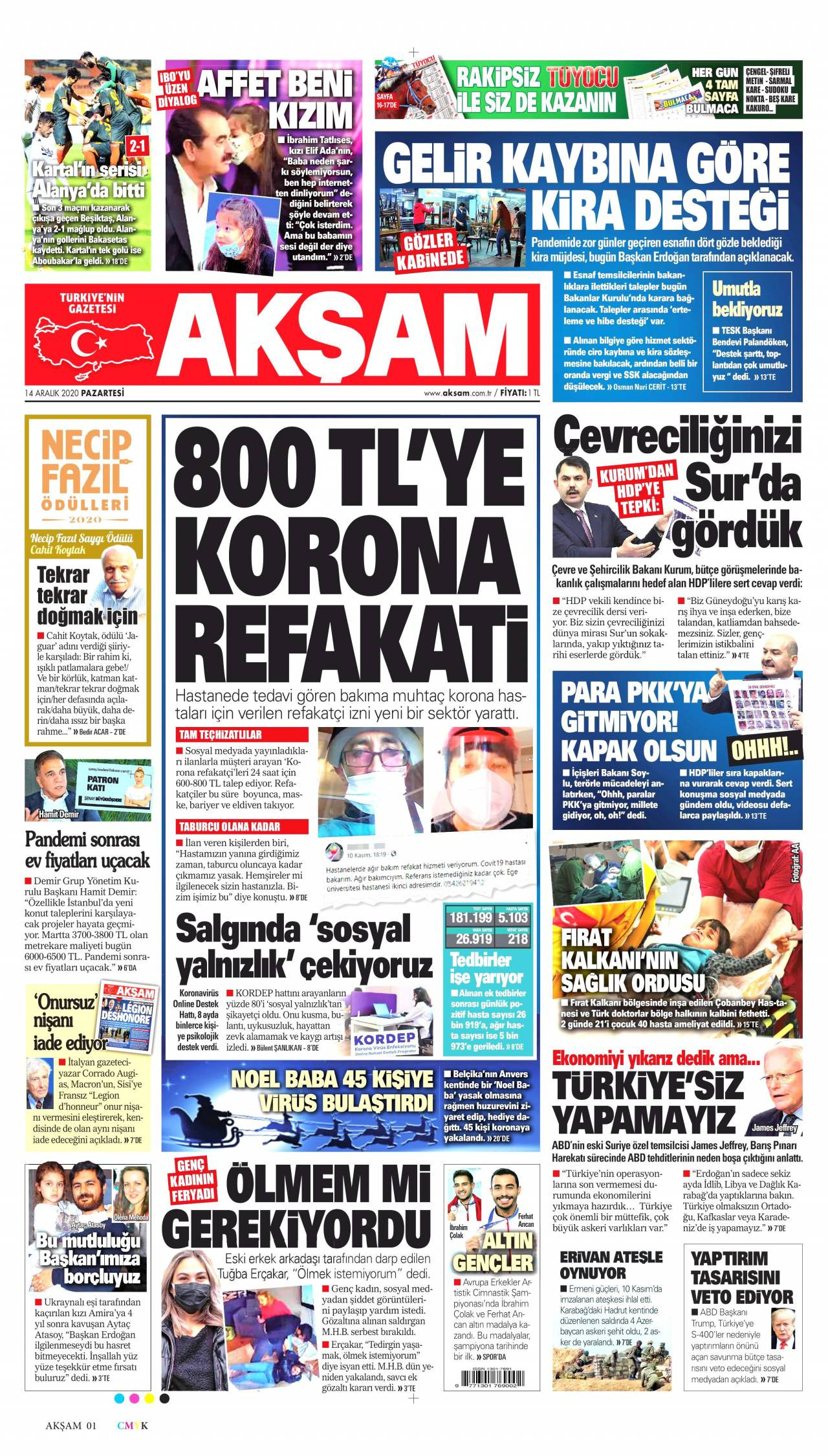 Aksam Gazetesi 14 Aralik 2020 Anasayfasi Haber3