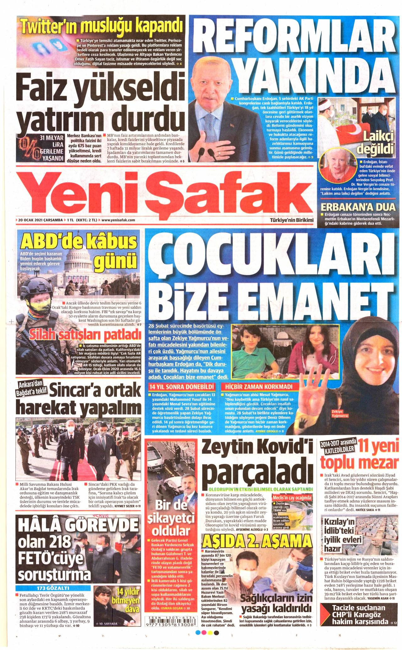 Yeni Şafak Gazetesi 20 Ocak 2021 Anasayfası - Haber3