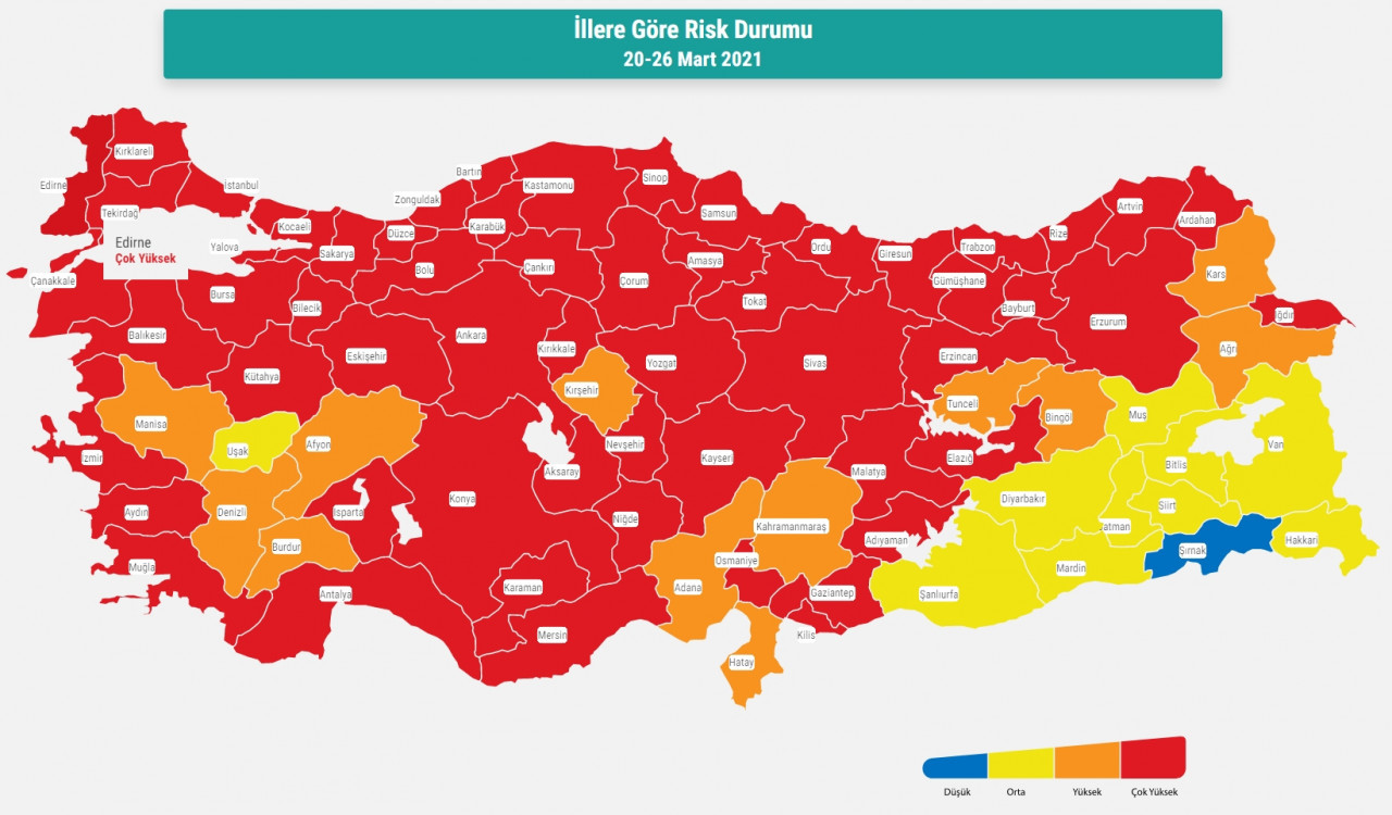 İllere Göre Risk Durumu 20-26 Mart 2021