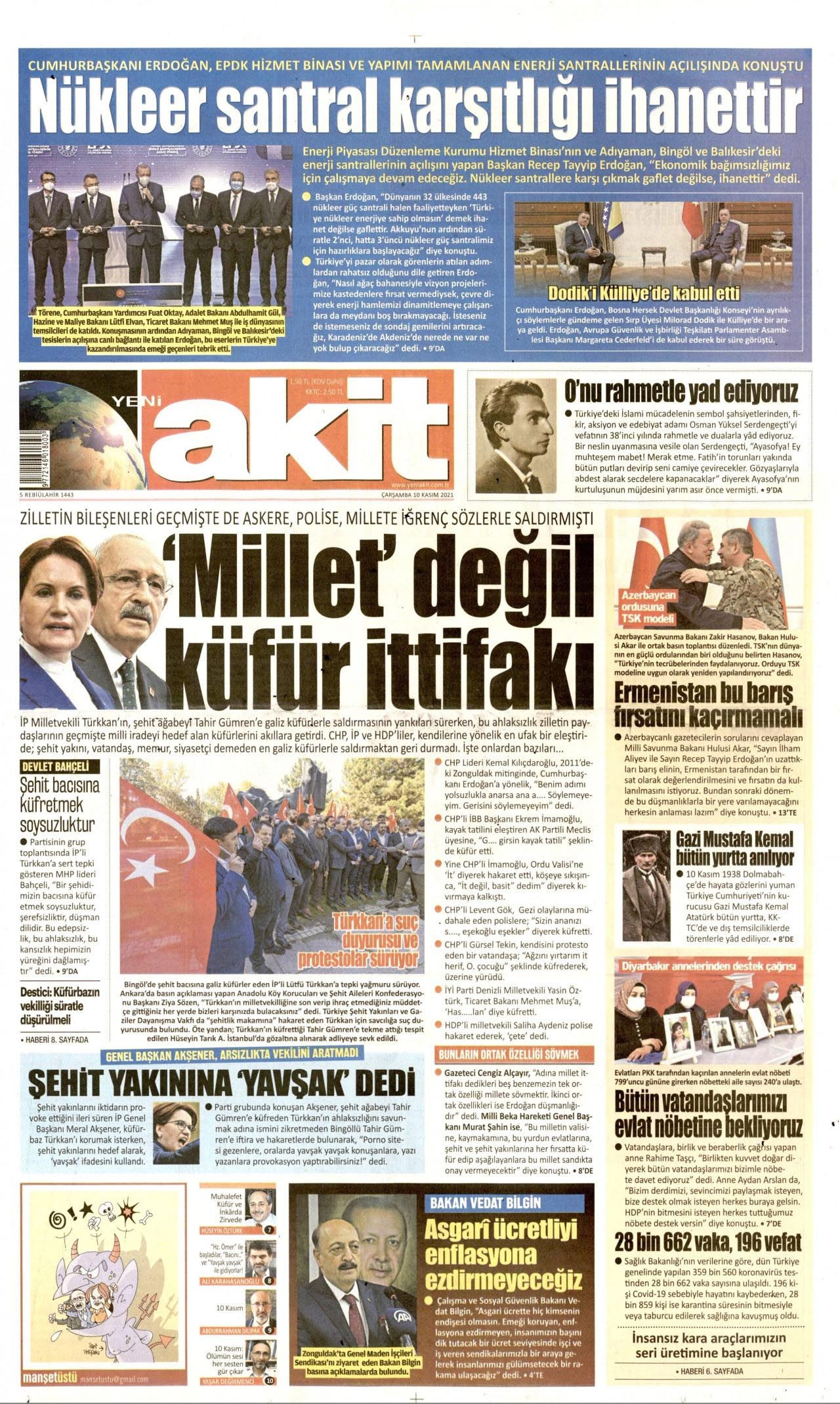Bu gazeteler ne Atatürk'ü hatırladı, ne de 10 Kasım'ı! - Resim: 1
