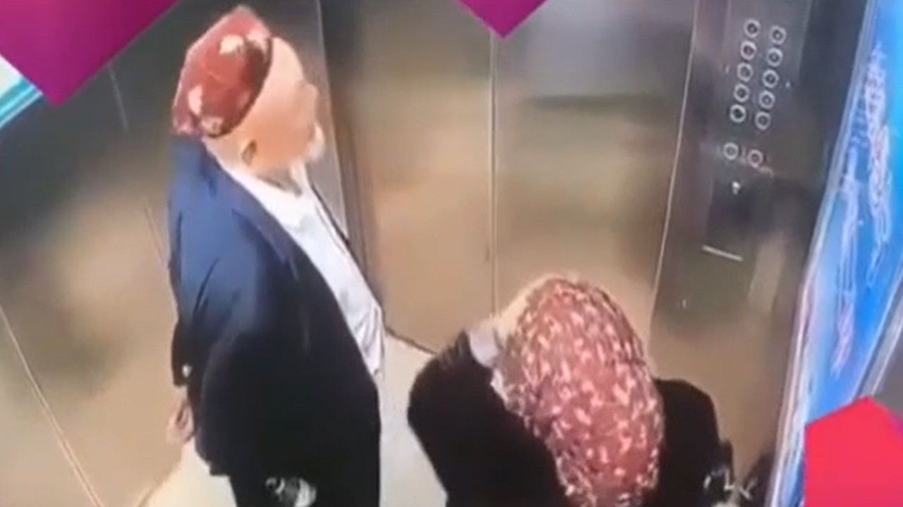 Asansörde aşka gelen yaşlı çift sosyal medyada gündem oldu