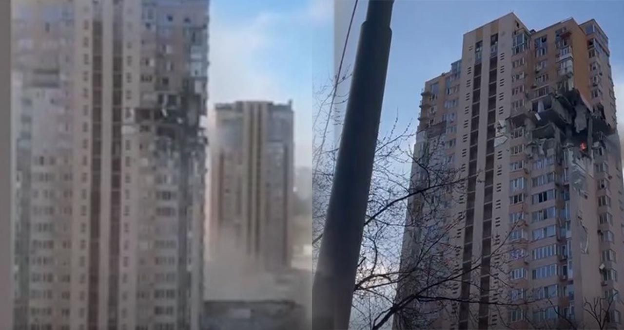 Rus ordusu Kiev'de bir apartmanı bombaladı! O anlar kamerada - Resim: 1