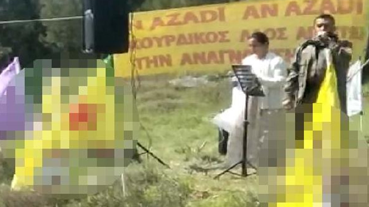 Güney Kıbrıs'ta skandal görüntüler! PKK paçavrası açtılar