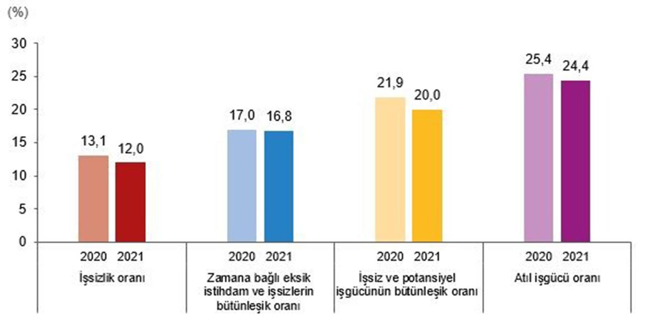 TÜİK işsizlik rakamları grafiği 23 Mart 2022