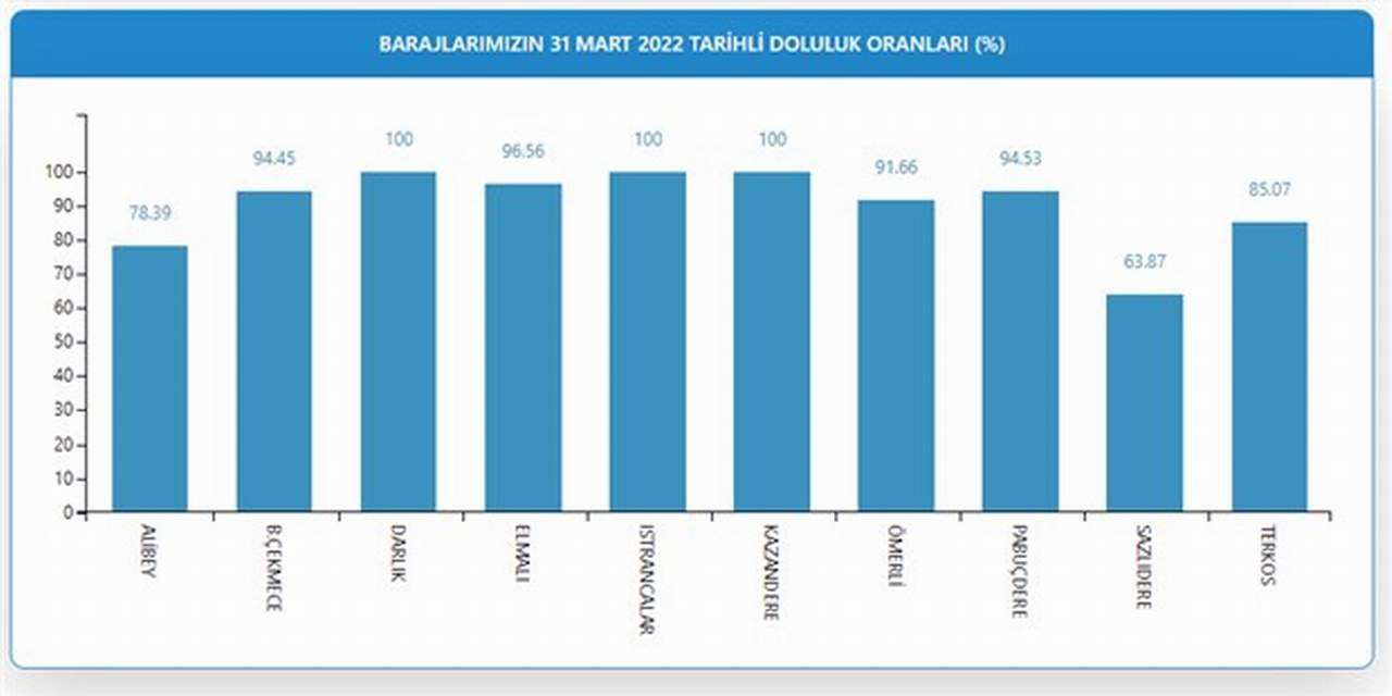 istanbul'da barajların doluluk istatistikleri