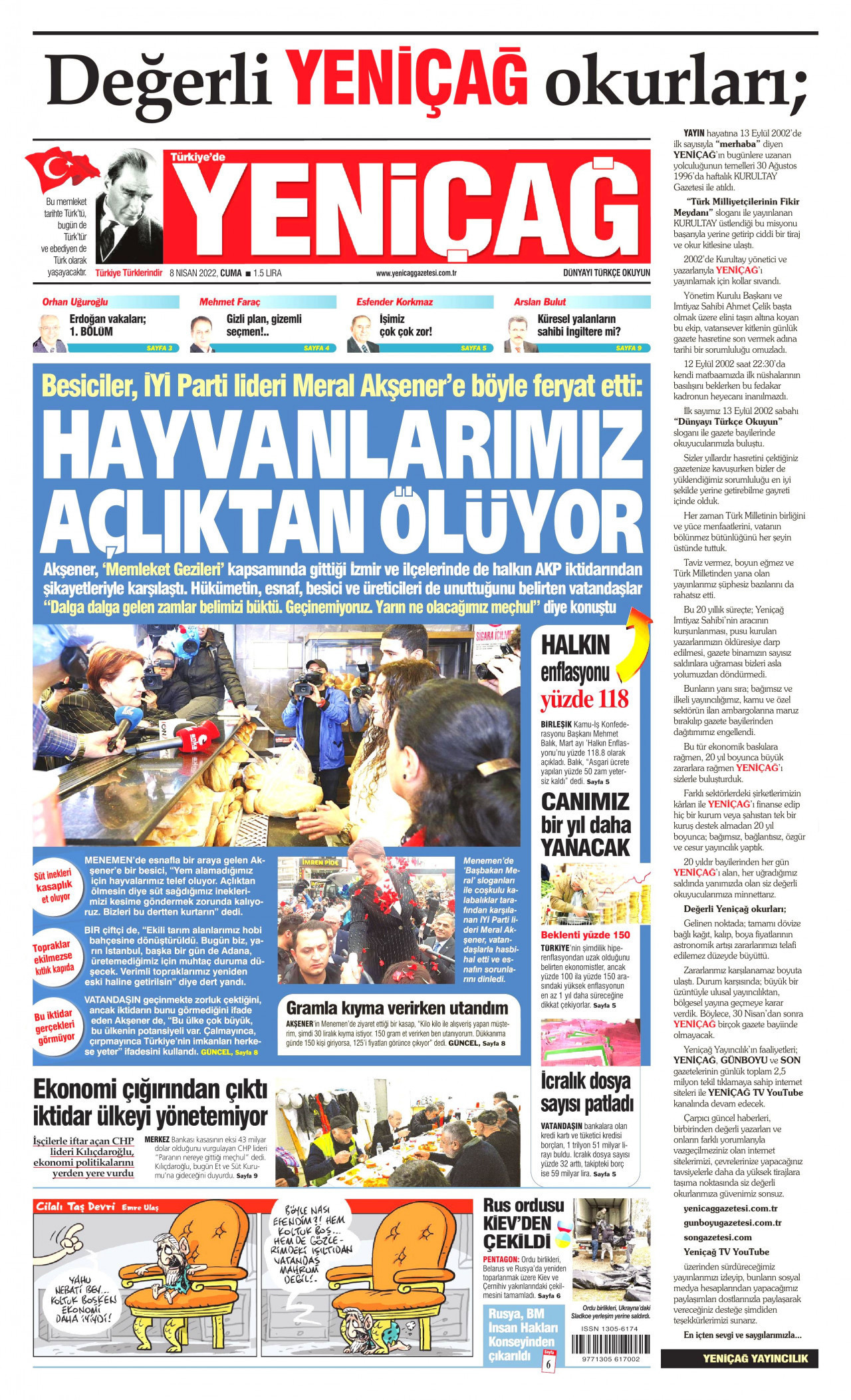 yeniçağ 8 Nisan 2022 1. sayfa