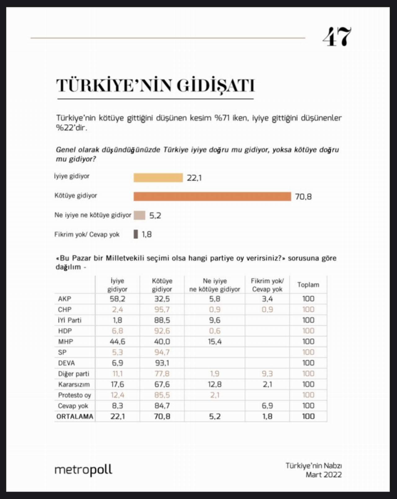 Metropoll Araştırma Türkiye'nin Nabzı Mart 2022 anketi sonuçları