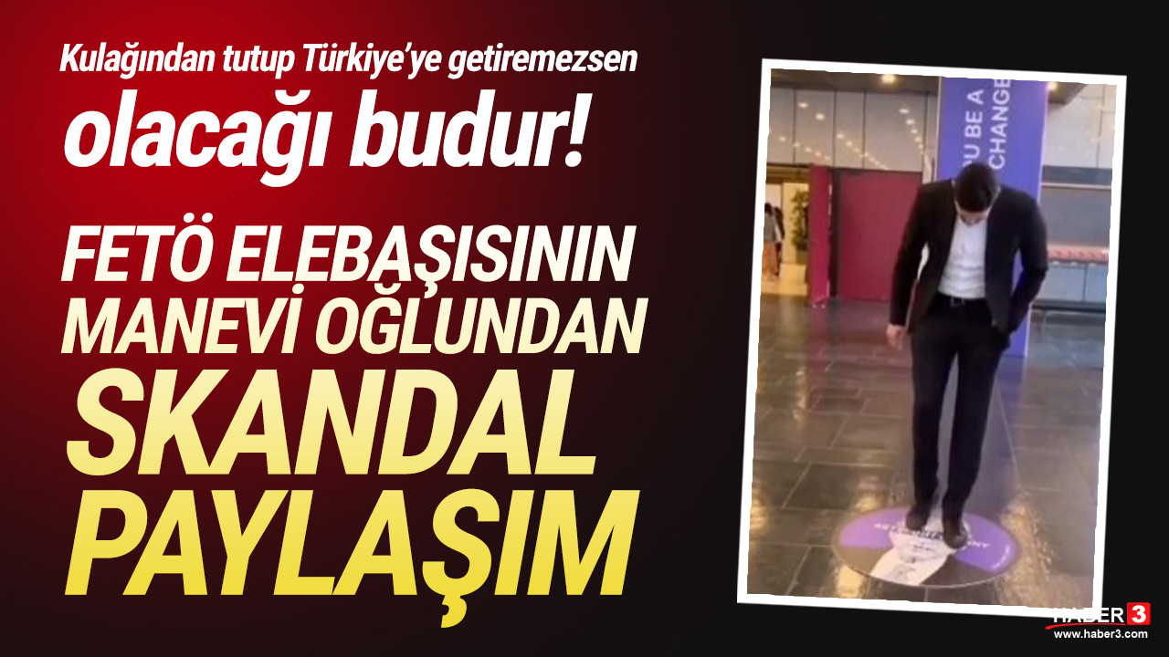 FETÖ’nün manevi oğlundan skandal paylaşım: Erdoğan posterini çiğnedi