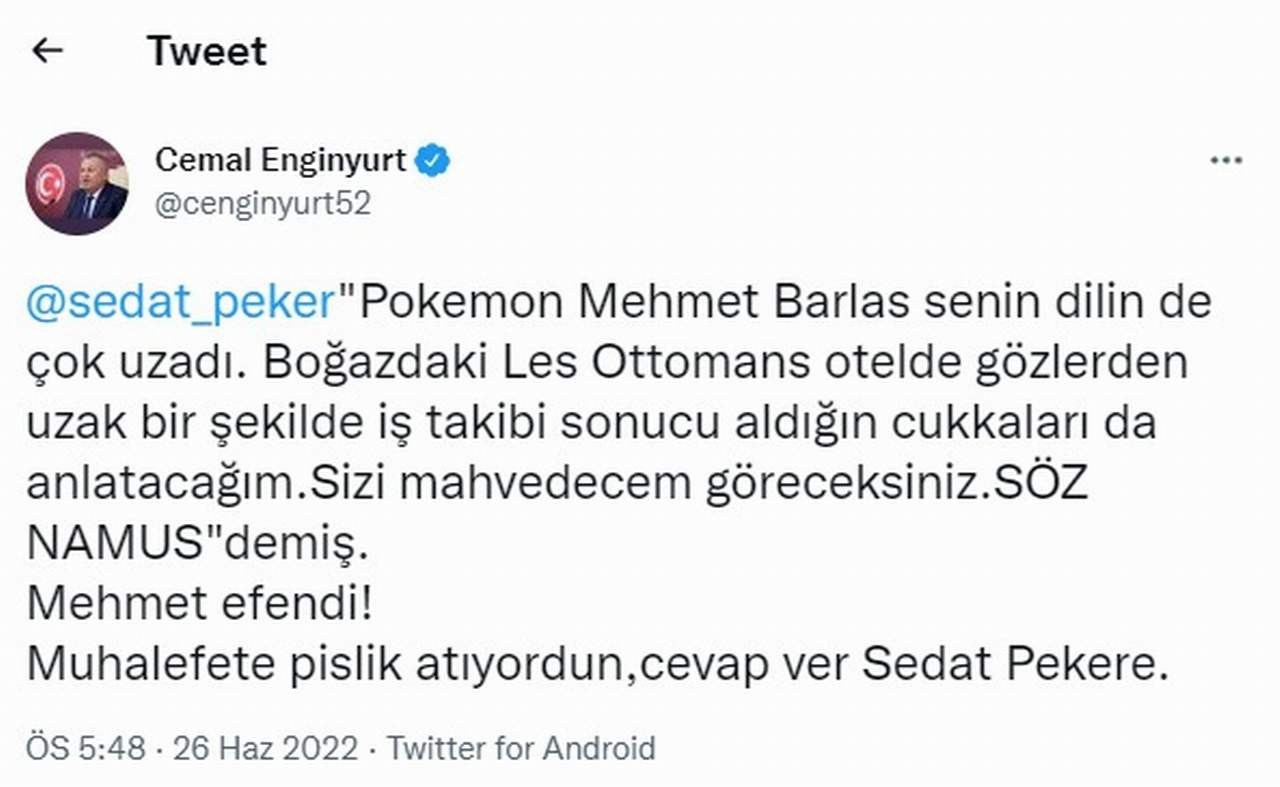 cemal enginyurt, sedat peker'in "cukka" iddiasını Mehmet Barlas'a sordu