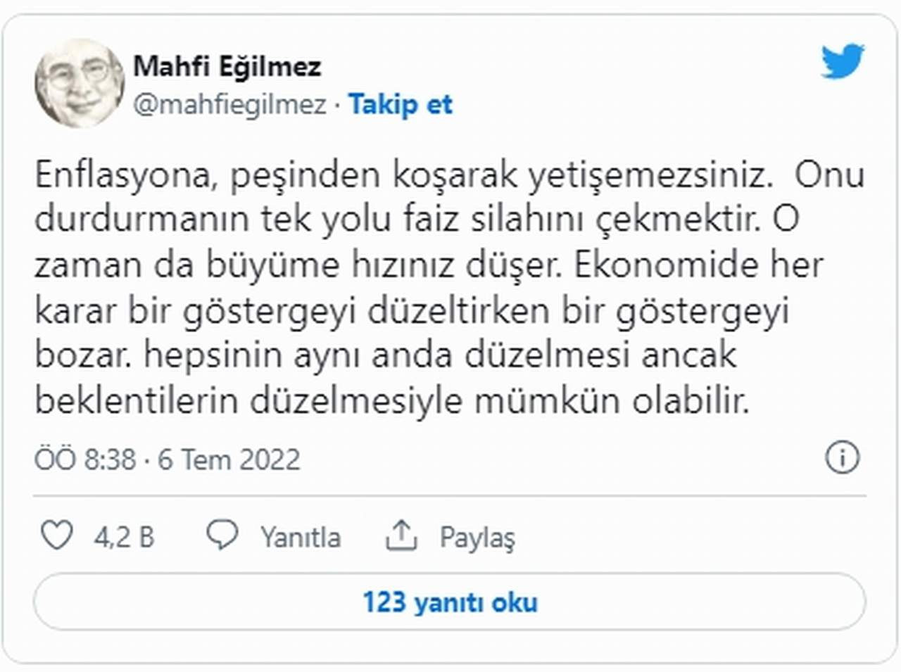 mahfi eğilmez enflasyonu durdurmanın tek yolu