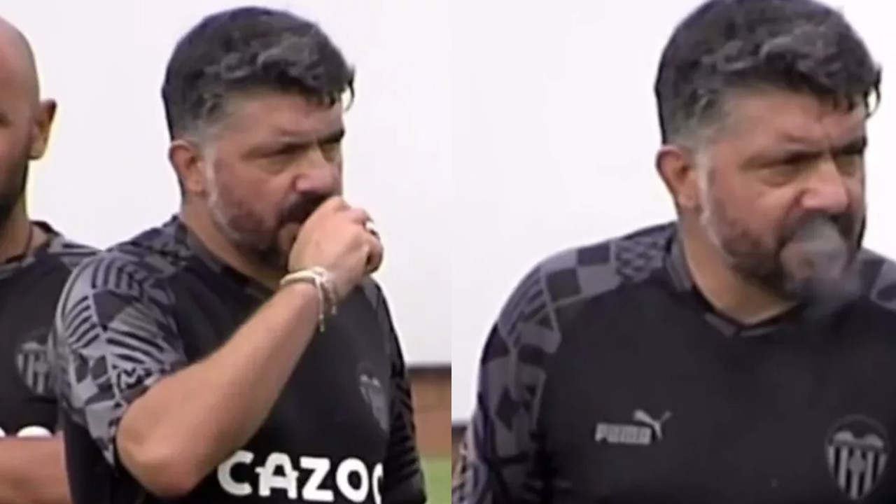Antrenmana elektronik sigara ile çıkan Gennaro Gattuso dünya gündemine oturdu