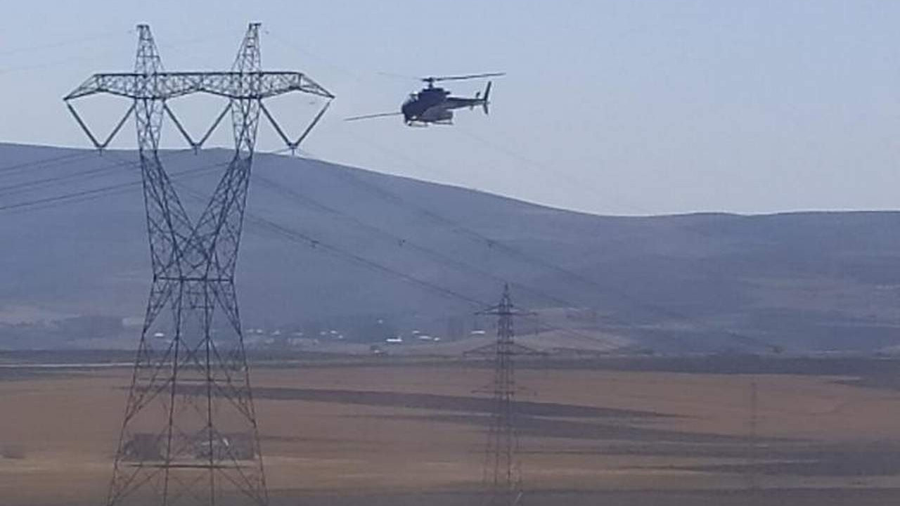 Sivas'ta ''helikopter yüksek gerilim hattına takıldı'' alarmı