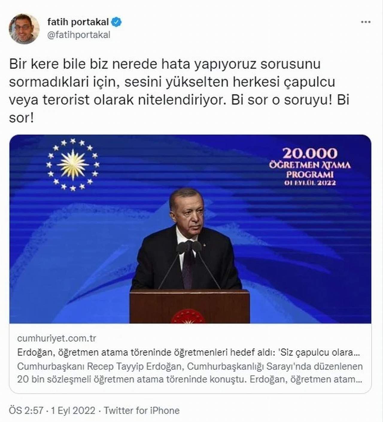 fatih portakal'dan cumhurbaşkanı erdoğan'a çapulcu yanıtı