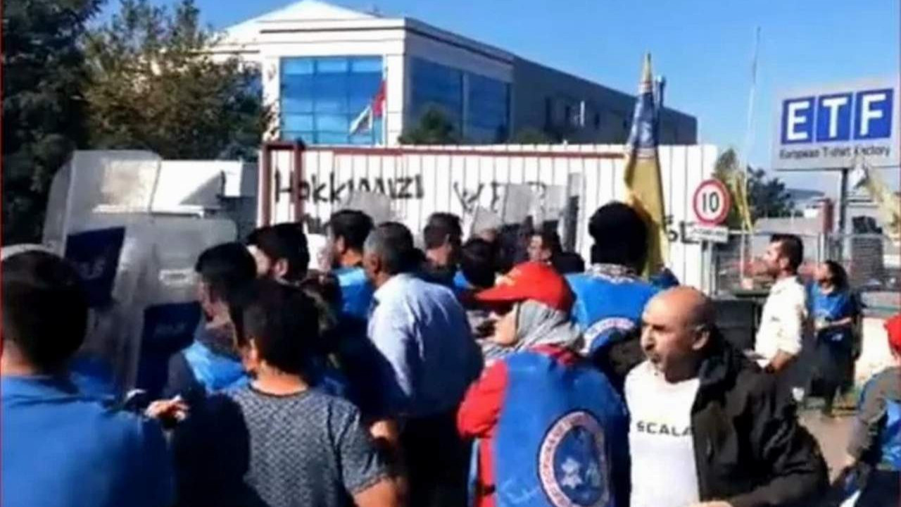 Tazminatlarını isteyen işçilere polis ablukası