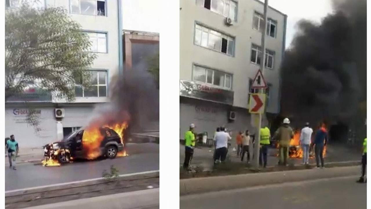 İstanbul'da dehşet! Otomobilini yakıp bıçakla polise saldırdı!