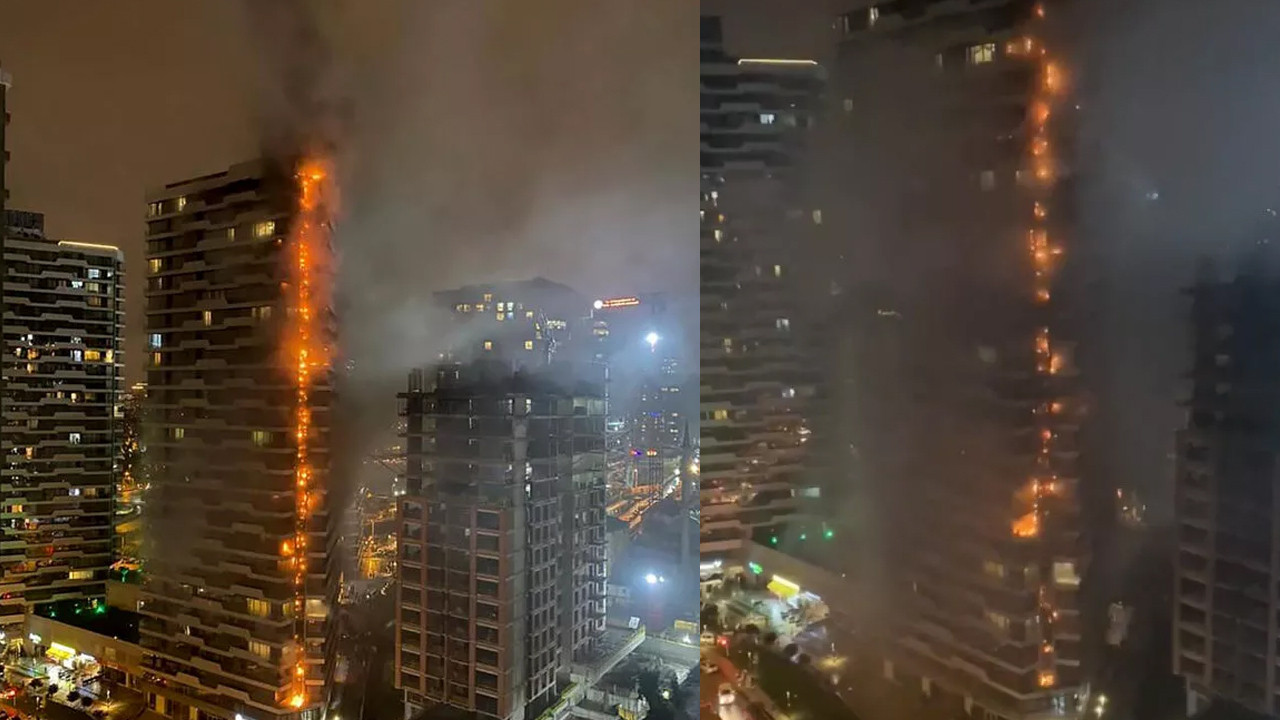 Alevler gökyüzüne ulaştı: İstanbul'da lüks rezidansta yangın