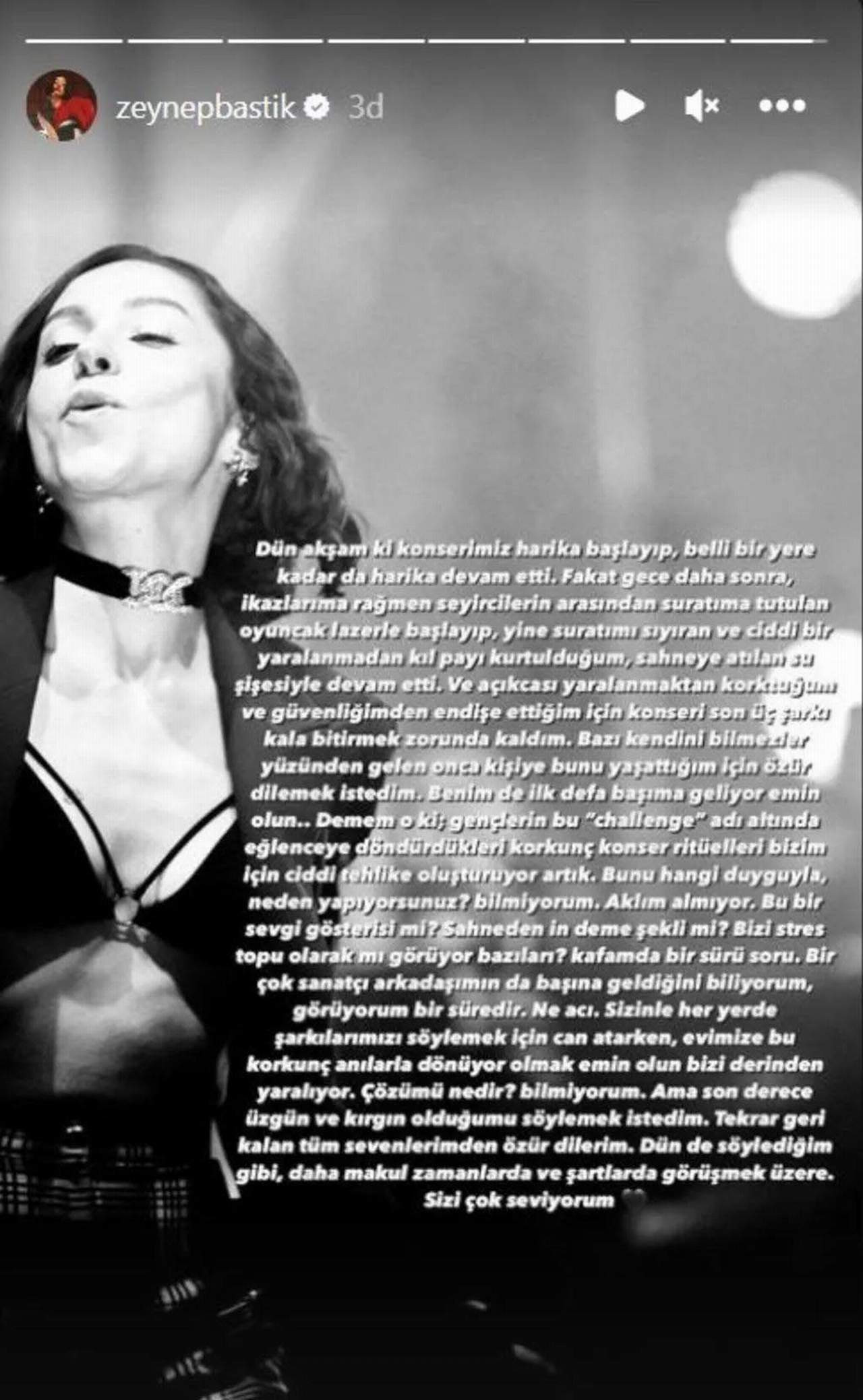 Zeynep Bastık ''Can güvenliğim yok'' deyip sahneden indi