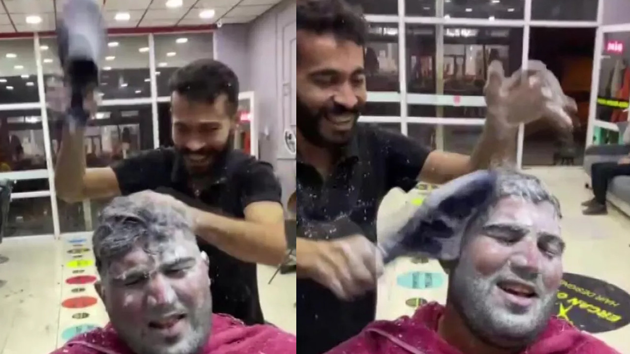Berberin terapi yöntemi şaşkına çevirdi: Müşterilerinin kafasına terlikle vuruyor