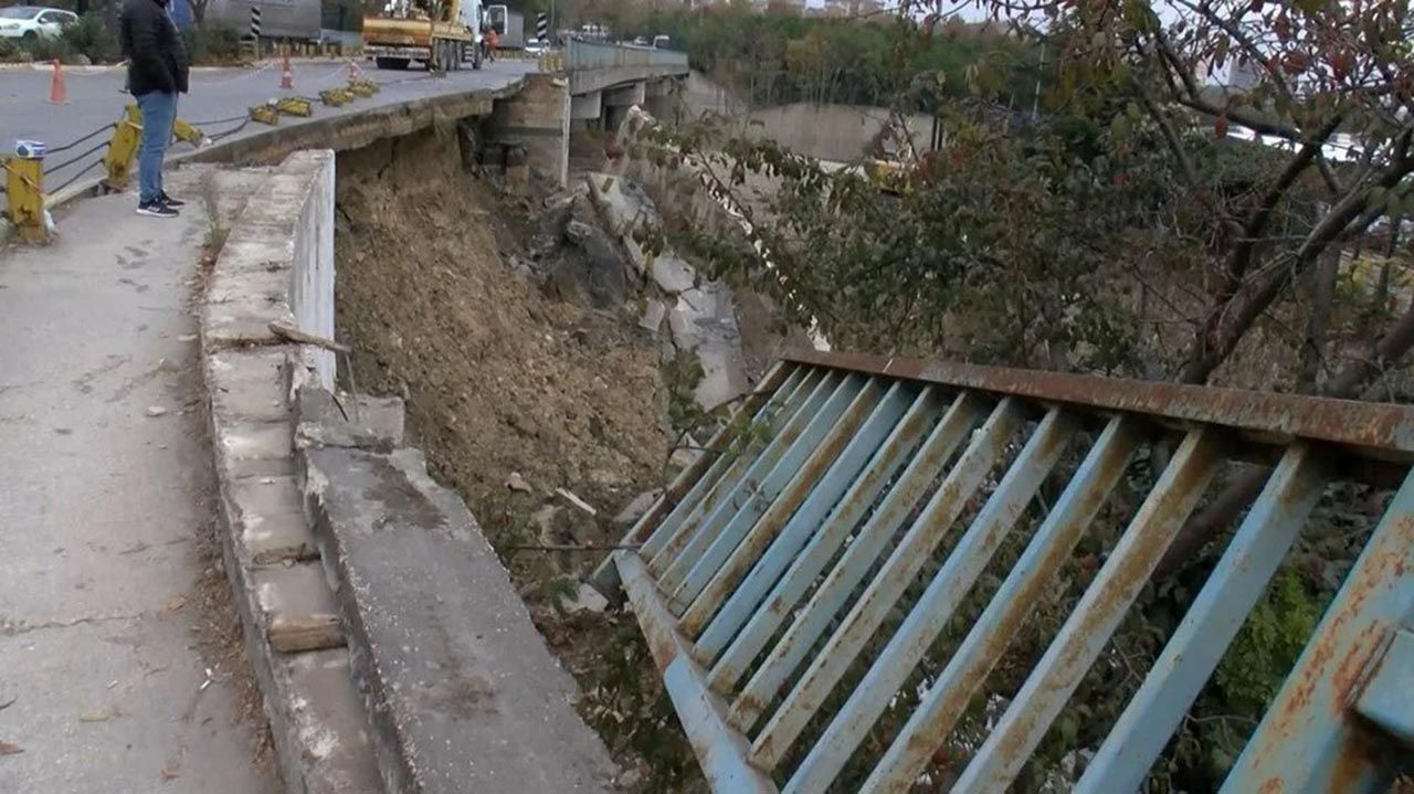 İstinat duvarı çöktü, E-5 bağlantı yolu kapandı - Resim: 3