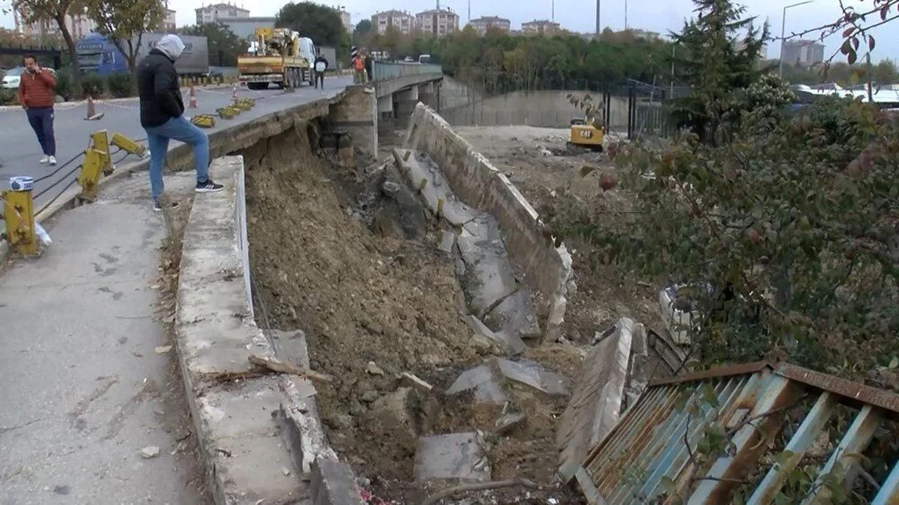 İstinat duvarı çöktü, E-5 bağlantı yolu kapandı - Resim: 4