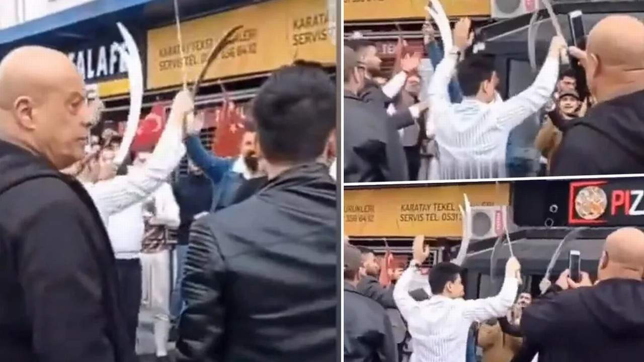 Yabancı uyruklulardan İstanbul'da ''kılıçlı'' kutlama