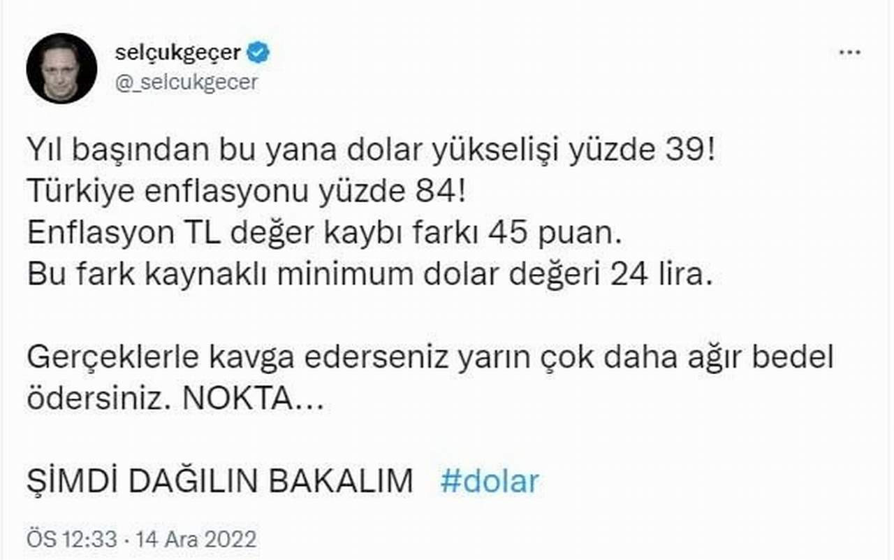 Selçuk Geçer: ''Dolar er ya da geç bu seviyeye gelecek''
