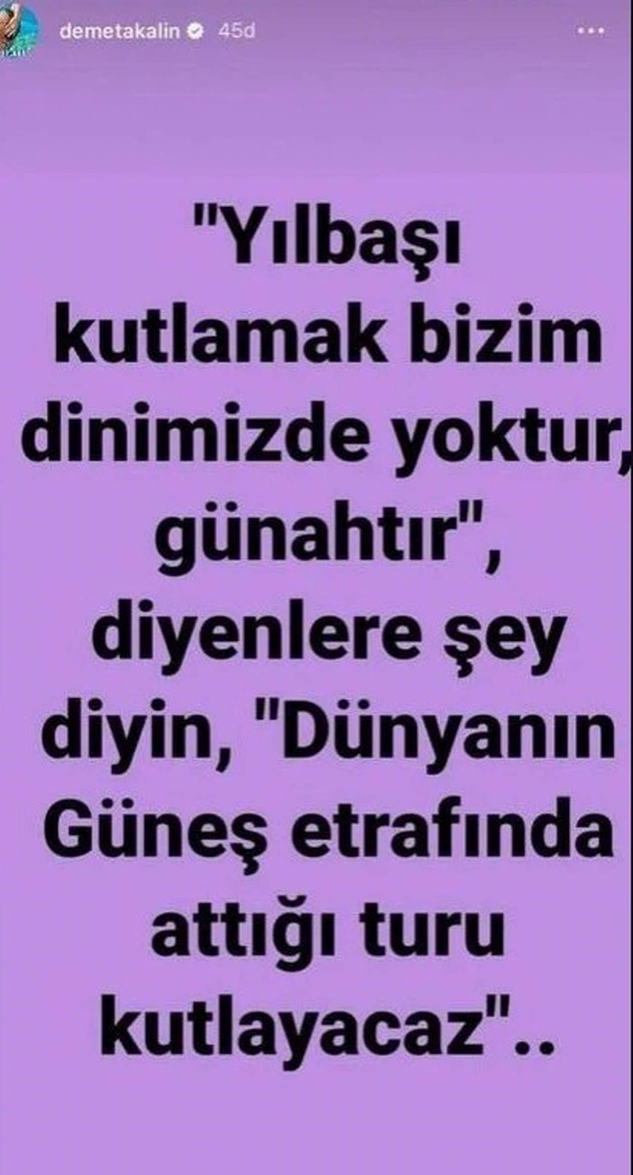 Demet Akalın ''yılbaşı dinimizde yoktur'' diyenlere yanıt verdi
