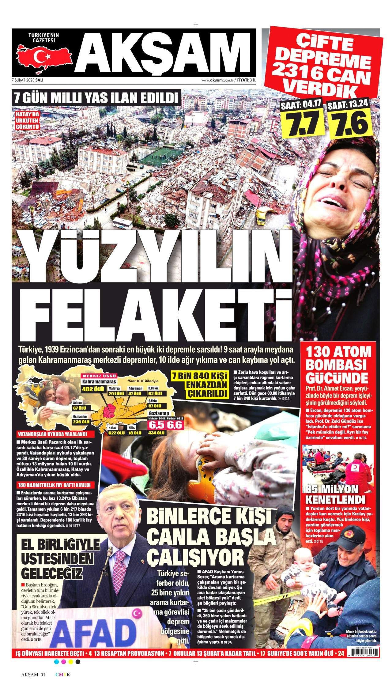 Gazetelerin deprem manşetleri... Büyük depremin acısını böyle gördüler - Resim: 1