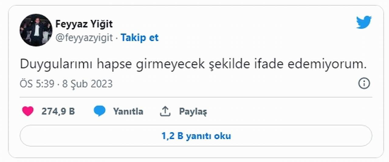 feyyaz yiğit: Duygularımı hapse girmeyecek şekilde ifade edemiyorum