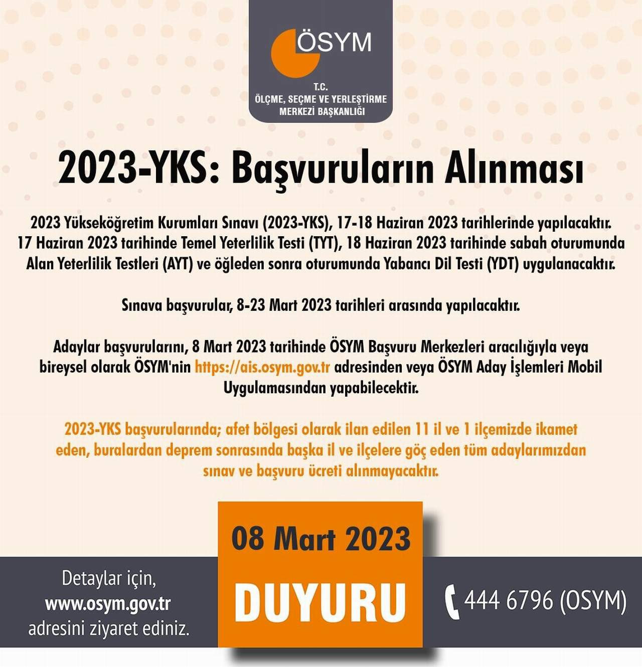 YKS takvimi belli oldu, başvurular başladı
