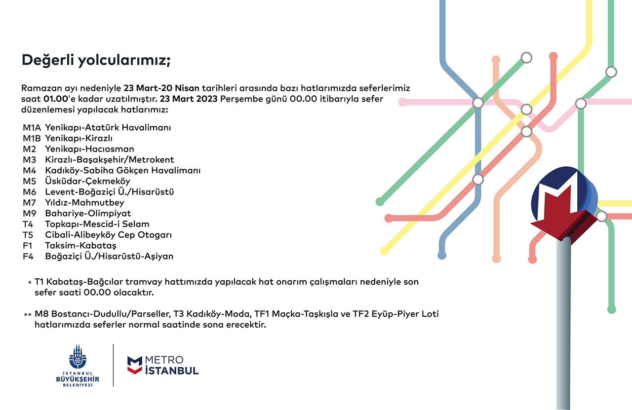 Metro sefer saatleri