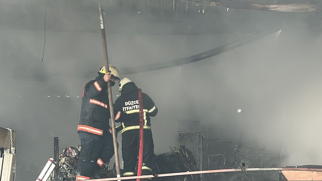 Düzce'de büyük yangın! Fabrika alev topuna döndü - Resim: 1